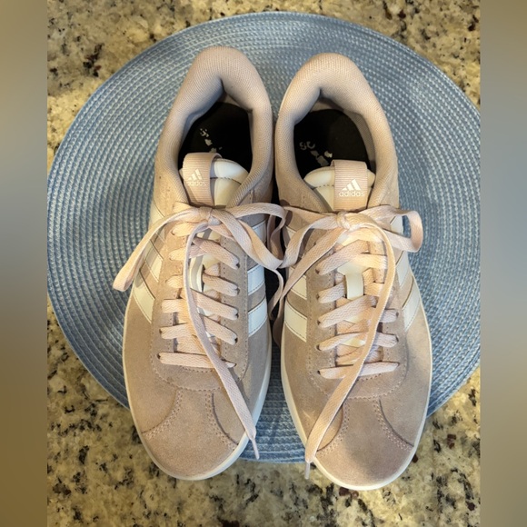 Adidas VL Court 3.0 Women's Pale Blush Pink Suede Sneakers - Picture 10 of 14